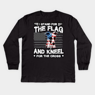 Whippets Dog Stand For The Flag Kneel For Fallen Kids Long Sleeve T-Shirt